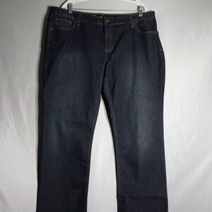Natural Reflections Women's Dark Wash Denim Straight Leg Jeans Plus Size 18 Tall